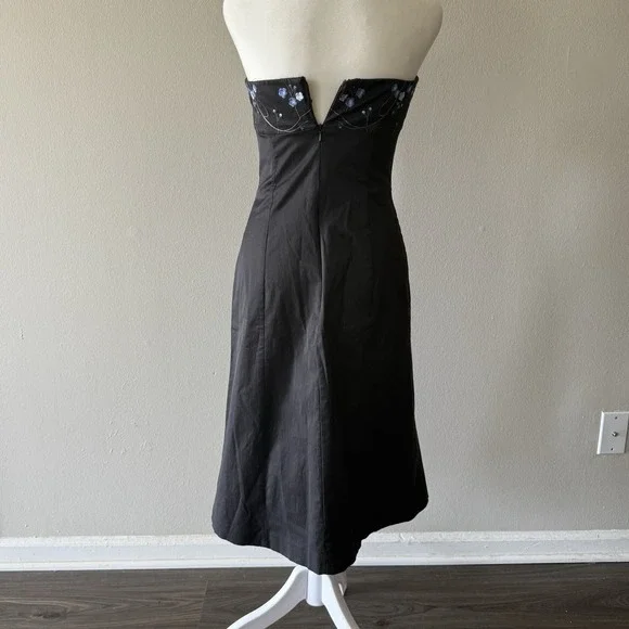 Vtg Y2k Express Floral Babydoll Strapless Formal Dress 3/4 Fairy Whimsigoth - Picture 3 of 8